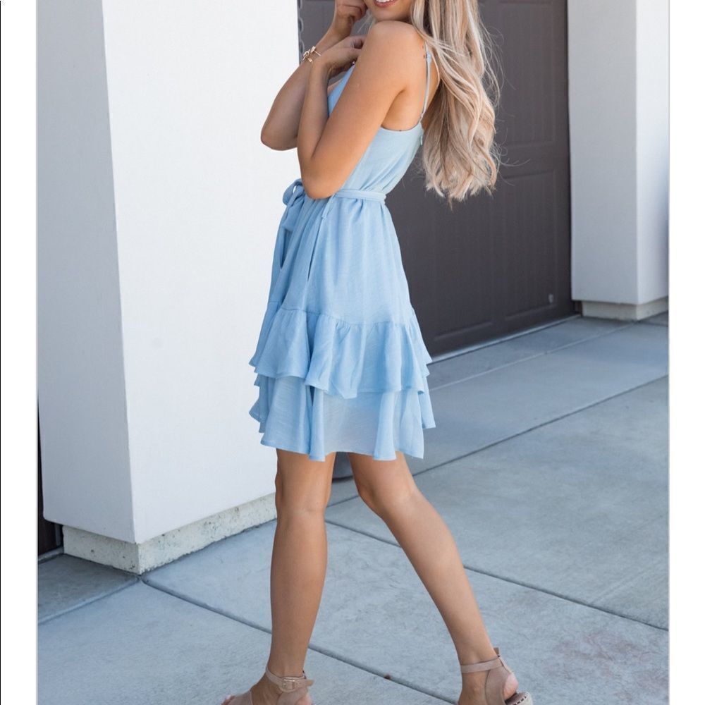 ✨ HP ✨Away Baby Blue Ruffle Dress✨ - Picture 3 of 6